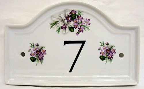 Sweet violets plaque maison numéro de porte en céramique violette numéro de maison Panneau Disponible n'importe quel Nombre décorée à la main au Royaume-Uni Livraison gratuite au Royaume-Uni