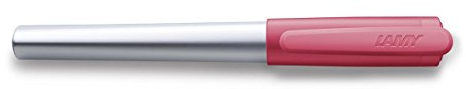 LAMY nexx Füllhalter 082 - Füller in der Farbe Pink aus mattiertem Edelstahl und rutschfestem Griffstück - Mit Großraummine blau - Federstärke M