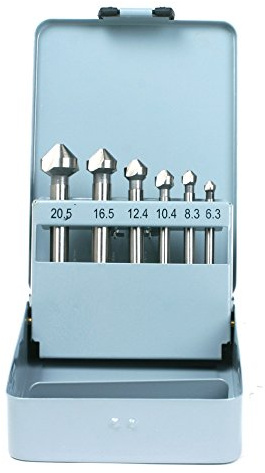 GSR 6 tlg 90° Kegelsenker Satz HSS Senker Set, Schnellarbeitsstahl Ø 6,3-8,3-10,4-12,4-16,5-20,5 mm Senkbohrer