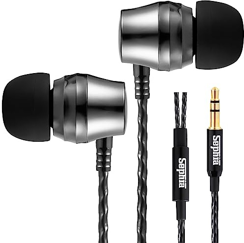Sephia SP9090 Wired In Ear Headphones, Earphones with Deep Bass, Noise Isolating Earbuds, Tangle Free Cable, 3.5mm Jack, Carry Case Included