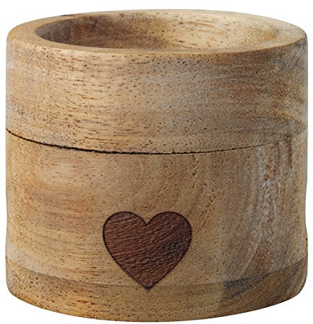 Eierbecher Set rund Herz mit Löffel, Holz, Braun, Becher Ø 5 cm, H 4,5 cm Löffel 14 cm