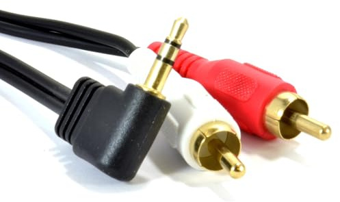 Droit Angle 3,5 mm Stéréo Jack vers 2 RCA Cinch Fiches câble Plaqués Or 3 m [3 mètre/3m]