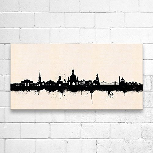 Kunstbruder Dresden Skyline - Schwarz/Weiss (div. Grössen) - Kunst Druck auf Leinwand 30x60cm