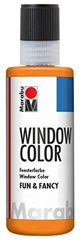 Marabu 04060004013 - Window Color fun & fancy, orange 80 ml, Fensterfarbe auf Wasserbasis, ablösbar auf glatten Flächen wie Glas, Spiegel, Fliesen und Folie