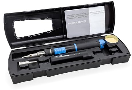 ERSA Independent 130 BASIC-Set Gaslötkolben 130W Temperatur bis 580 °C inkl. 2 Lötspitzen Transportbox Ablagebügel und Reinigungsschwamm - mobile Lötkolben Power - wo immer Sie wollen, ohne Strom