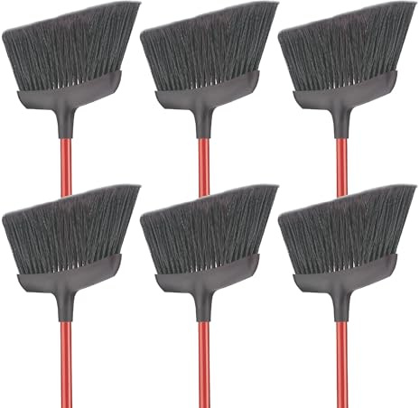 Libman Commercial 994 Commercial Angle Broom, Steel Handle, 54 Length, 13 Width, Black/Red (Pack of 6)