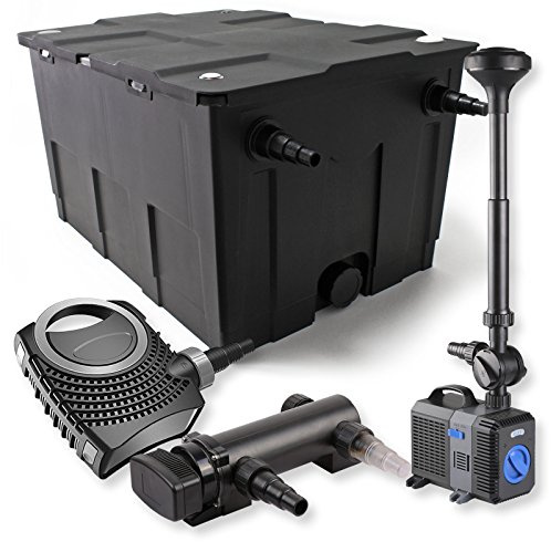 SunSun Komplettset: CBF-550 Teichfilter bis 60000 L Teichfilteranlage Durchlauffilter, NEO7000 Teichpumpe 7000l/h 50W, CUV-318 Teichklärer UVC Klärer mit 18W, CTP-2803 Springbrunnenpumpe 3000l/h 10W