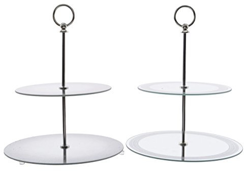 Etagere Glas zwei Etagen edel Glasetagere Servierteller Servierschale Gebäckteller H 35 cm Stückpreis