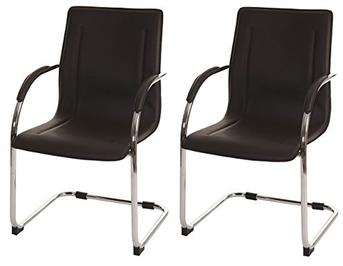 2 x silla de conferencia Samara, silla de visita Cantilever, piel sintética ~ marrón