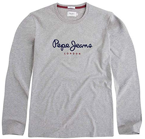 Pepe Jeans Eggo T-shirt pour Homme Slim Fit Manches Longues Gris