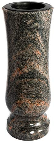 Afterglow Élégant vase funéraire en granit véritable, Himalaya, hauteur : 27 cm, diamètre : 11 cm, résistant aux intempéries et au gel, avec insert en plastique