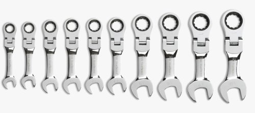 GearWrench 9550 10 Piece Metric Stubby Flex-Head Combination Ratcheting Wrench Set