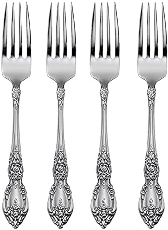 Oneida Silverware Set, Wordsworth Everyday Flatware Dinner Forks Set, Service For 4, 18/0 Stainless Steel, Corrosion Resistant, Dishwasher Safe, Home And Kitchen Utensils Sets, Fork (Silver, 4 Piece)