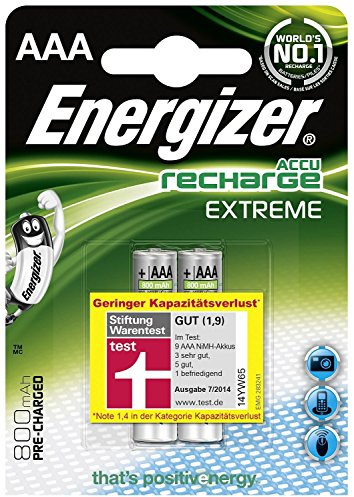 Energizer Rechargeable Extreme AAA 800mAh Batteries - Pack of 2