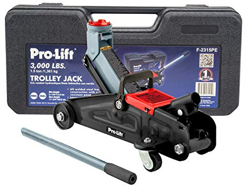 Pro-Lift F-2315PE Cric hydraulique Gris pour Voiture avec étui moulé par soufflage, capacité de 1 360 kg, 30,5 cm