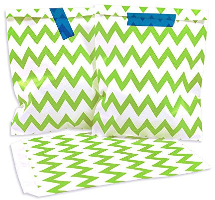 Frau WunderVoll® 100 PAPIERTÜTEN GRÜN, Zacken 13 x 16,5 cm, 45 Gramm Papier, flach/Candy Bar, Hochzeit, Kindergeburtstag, Papiertütchen, Candybag, Tüten, Mitgebseltüten