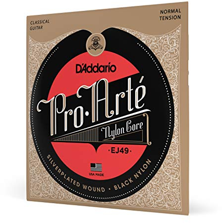 D'Addario Gitarrensaiten Konzertgitarre | Akustikgitarre | Akustik Gitarre Saiten | Classical Guitar Strings | EJ49 Pro-Arte Silver/Black/Normal Saitensatz
