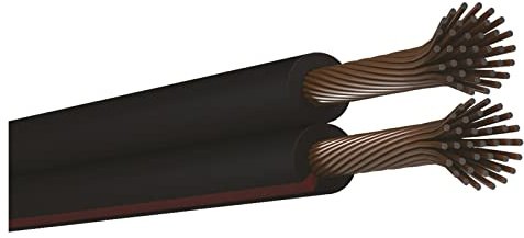 EMOS S8293 Kupferkabel 2 x 1,5 mm2, 100 Meter Zweidrahtleitung aus CCA für Niederspannung, schwarz mit Polaritätskennzeichnung
