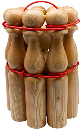 GICO Kegelspiel Kegel Set Bowling aus Holz für Kinder und Erwachsene – Der In- & Outdoor Spielspaß mit Qualitätsware aus Massivholz -Made in EU-Höhe 30 cm–3019