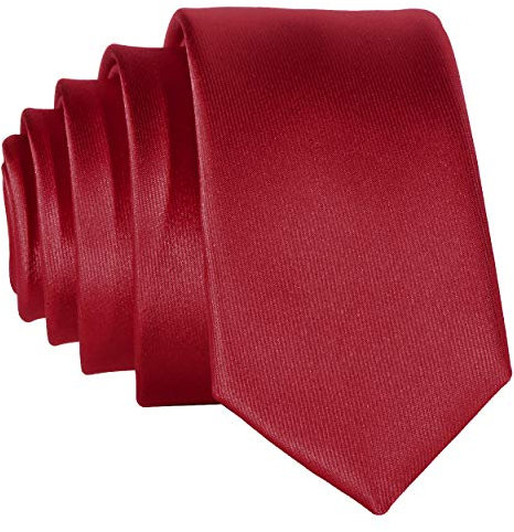 DonDon schmale dunkelrote Krawatte 5 cm
