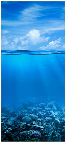 Wallario Selbstklebende Türtapete Unterwasserwelt Meer - Türposter 93 x 205 cm Abwischbar, rückstandsfrei zu entfernen