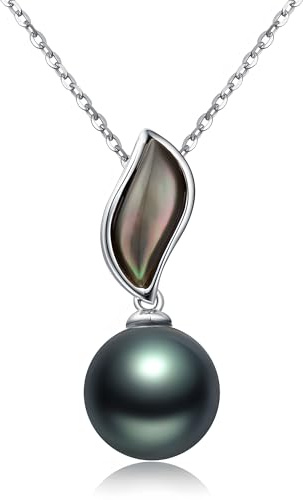 Viki Lynn Halskette mit Perlen-Anhänger, Flamme D'Amour, Tahitiperle, für Damen, aus Aufzucht, Schwarz 9–10°mm, Klasse AAA, Silber 925/1.000, Größe 45°cm