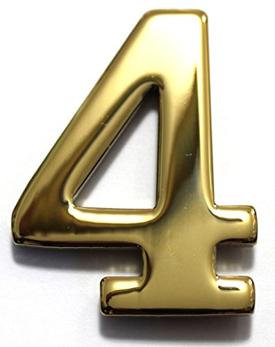 2 Solid Brass Mailbox Number #4 / Better Box Mailboxes Two Inch Tall Numbers with 3M Peel and Stick Auto Grade Adhesive - Clear Coat Sealed Weatherproof BN4