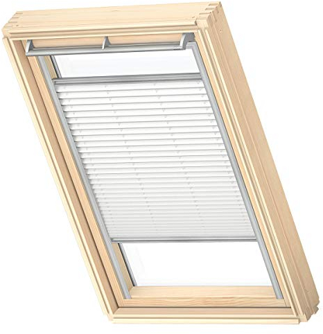 VELUX Original Dachfenster Plissee für S06, Weiß, mit Grauer Führungsschiene