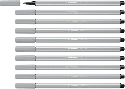 STABILO - Premium-Filzstift - Pen 68 | 10er Pack, hellgrau
