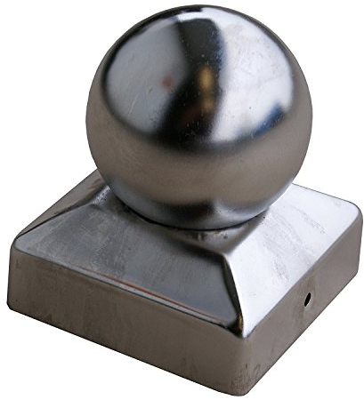 Gartenwelt Riegelsberger Capuchon de poteau en acier inoxydable V2A de qualité supérieure, capuchon en forme pyramidale avec boule, différentes tailles disponibles 101 mm mit Kugel