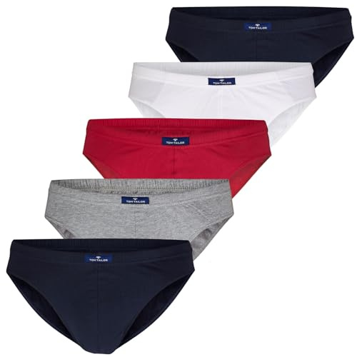 TOM TAILOR Mini Slip 5er Pack Bikini, Bleu-Blau (Navy-White-Red 7249), Medium (Lot de 5) Homme