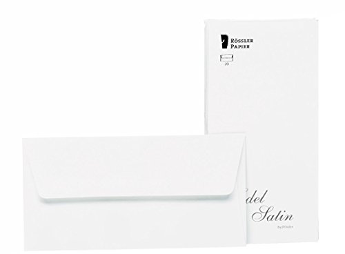 Rössler edel Briefumschläge ohne Fenster | Edelsatin Kuvert | 20 Stück Briefumschläge DIN lang | Briefpapier edel | Briefumschläge Hochzeit | Farbe: Weiß | Briefumschläge ohne Fenster DIN lang für Briefpapier, Einladungen, Glückwunsch- und Hochzeitskarten