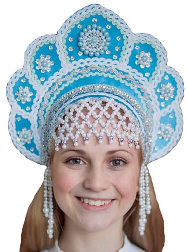 russouvenir Kokoschnik Kokoshnik Haube Kopfschmuk slawische Krone Helene in blau