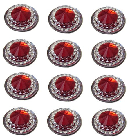 40 x Selbstklebende Ruby Rot Diamant Rund Strass Acryl Kristalle Stick auf Gems für Karte Machen, Handwerk, Hochzeit Einladungen