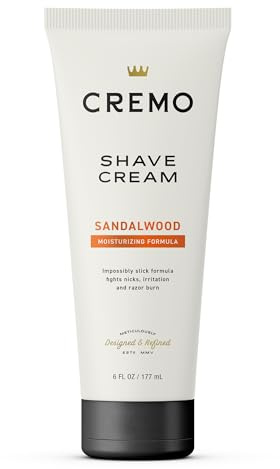 Cremo Sandalwood Shave Cream, Astonishingly Superior Ultra-Slick Shaving Cream for Men, Fights Nicks, Cuts and Razor Burn, 6 Fl Oz
