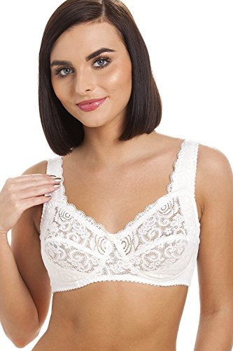 Camille Womens Non Wired Full Lace Soft Cup White Bra 34F
