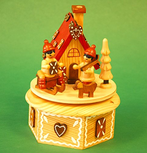 yanka-style Spieldose Spieluhr Räucherhaus ca. 16 cm hoch Natur/braun Weihnachten Advent Geschenk (20301)
