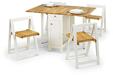 Julian Bowen White/Natural Wood Savoy Compact Dining Set