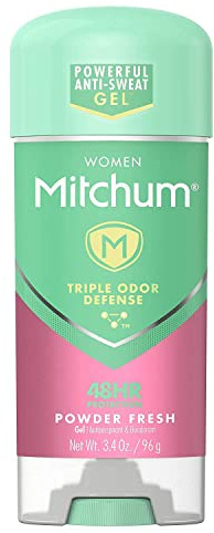 Mitchum Anti-Perspirant & Deodorant for Women, Power Gel, Powder Fresh, 3.4 oz (96 g) (Pack of 4)