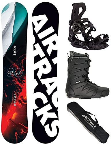 AIRTRACKS Snowboard Set Paquete Completo Tabla North South Four Wide Hombre 150 + Fijaciones Master + Botas Star 42 + SB Bag