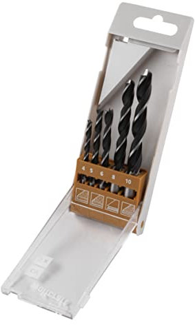 wolfcraft 8458000 Coffret de 5 forets bois CV4A10 Argent ø 4-10 mm
