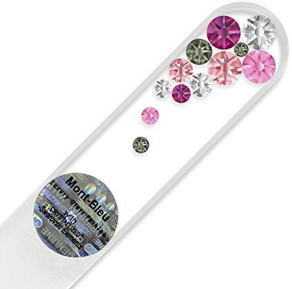 Mont Bleu Mini-Glasnagelfeile von Hand dekoriert mit Swarovski Elements - geliefert in einer Hülle aus schwarzem Samt - Echtem gehärteten Glas