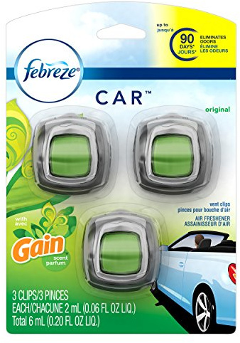 Febreze Car Vent Clip Air Freshener, Gain Original, 0.037 Pound