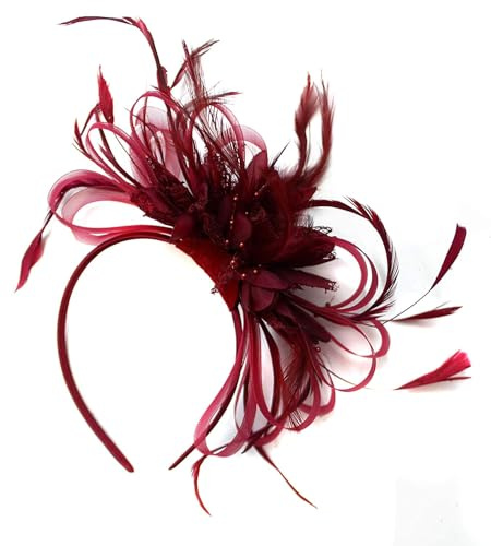 Cerchietto con pizzo e fiore bordeaux