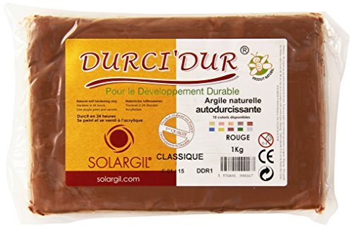 Solargil 667941 Argile Naturelle Autodurcissante Durci'Dur Pain de 1 Kg Rouge