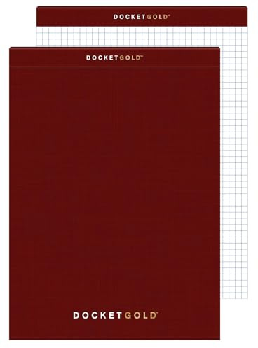 Tops Docket Gold Premium Weight Graph Paper, 8.5 x 11, 4 x 4 Graph Ruled on Front and 1/4 Narrow Ruled on Back, Reinforced Backing, Burgundy Cover, 80 Sheets per Pad (63752) (1 Count)
