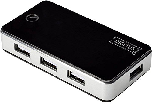 DIGITUS DA-70222 – USB Hub – 7-Port USB 2.0 Typ A – Datenübertragung bis 480 Mbit/s – Kompaktes & leichtes Design – Plug-and-Play – Kompatibel mit PC, Notebook & Mac – Schwarz