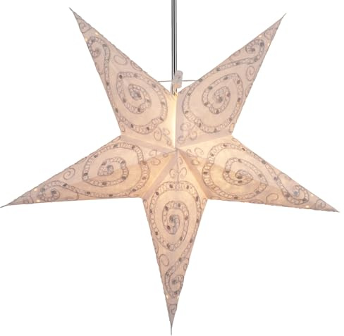 Faltbarer Advents Papierstern, 60 cm, hochwertig, Manolis | Handgefertigter Papierstern mit Silberbronze, stimmungsvolle Deko, TÜV geprüft, einfache Montage.