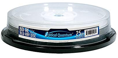 Optical Quantum 2X 25GB BD-RE Blu-ray Blank Disc, 10 Discs OQBDRE02NPS-10