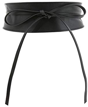 FASHIONGEN - Echtem Rindsleder Vollnarbenleder Obi Gürtel für Damen, Bindgürtel, CASSIANE - Schwarz, L-XL